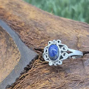 Lapis Lapis Crystal Silver Plated Adjustable Ring for Women