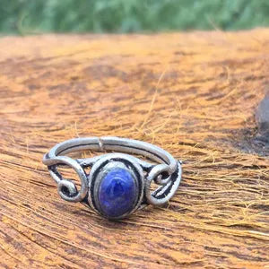 Lapis Lapis Crystal Silver Plated Adjustable Ring for Women