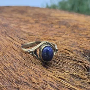 Lapis Lapis Crystal Brass Adjustable Ring for Women