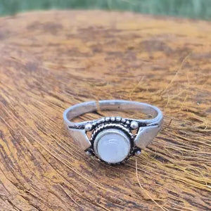 Quartz Silver Plated Adjustable Ring for Women