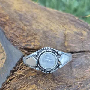 Quartz Silver Plated Adjustable Ring for Women