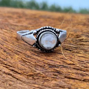 Quartz Silver Plated Adjustable Ring for Women