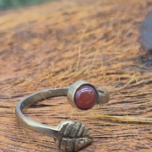 Carnelian Crystal Adjustable Brass Ring for Women
