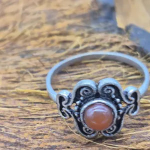Carnelian Silver Plated Adjustable Ring for Women – Bold Boho Jewelry