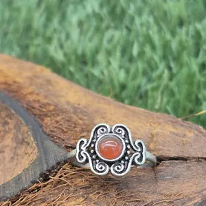 Carnelian Silver Plated Adjustable Ring for Women – Bold Boho Jewelry