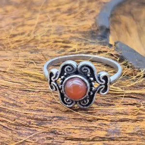 Carnelian Silver Plated Adjustable Ring for Women – Bold Boho Jewelry
