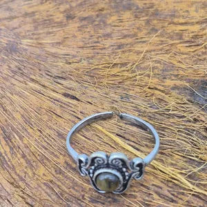 Tiger Eye Ethnic Silver Plated Adjustable Ring for Women
