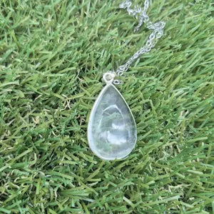 Clear Quartz Silver Bezel Necklace with Stainless Steel Chain