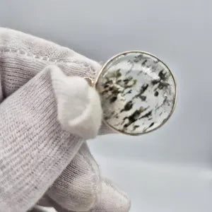 Clear Quartz Necklace with Green Tourmaline Inclusion – Silver Bezel Pendant on Stainless Steel Chain