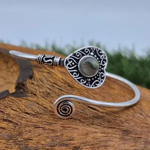 Labradorite Cuff Bracelet – Silver Plated Adjustable Ethnic Jewelry