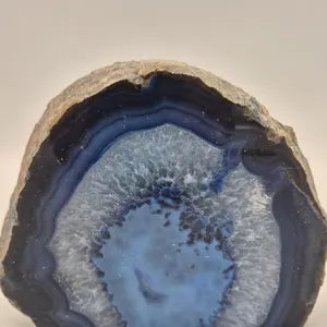 Natural Blue Agate Geode Stand - Polished Agate Crystal