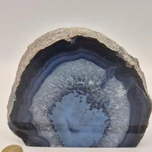Natural Blue Agate Geode Stand - Polished Agate Crystal