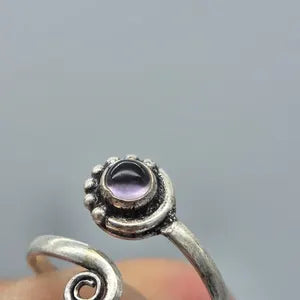 Amethyst Silver Plated Adjustable Ring for Women