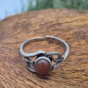 Carnelian Silver plated Adjustable Ring for Women