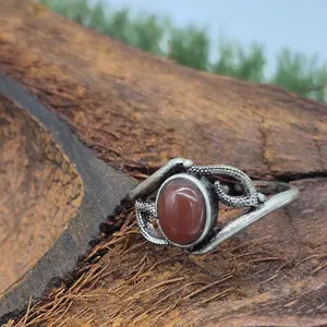 Carnelian Silver plated Adjustable Ring for Women