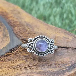 Amethyst Silver Plated Adjustable Ring for Women