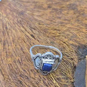 Lapis Lapis Crystal Silver Plated Adjustable Ring for Women