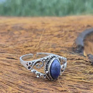 Lapis Lazuli Silver Plated Adjustable Ring for Women – Royal, Intuitive & Timeless