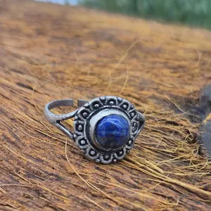 Lapis Lazuli Silver Plated Adjustable Ring for Women