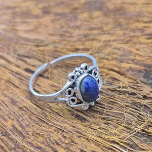 Lapis Lapis Crystal Silver Plated Adjustable Ring for Women