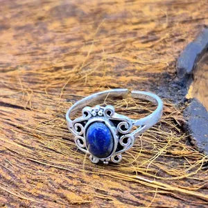 Lapis Lapis Crystal Silver Plated Adjustable Ring for Women