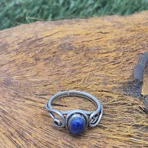 Lapis Lapis Crystal Silver Plated Adjustable Ring for Women
