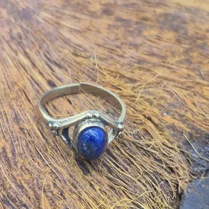 Lapis Lapis Crystal Brass Adjustable Ring for Women