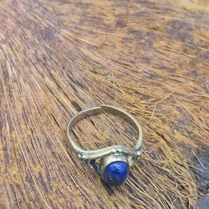 Lapis Lapis Crystal Brass Adjustable Ring for Women