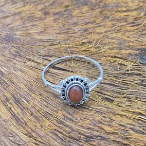 Carnelian Silver Plated Adjustable Ring for Women