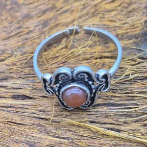 Carnelian Silver Plated Adjustable Ring for Women – Bold Boho Jewelry