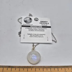 Moonstone Necklace – Silver Bezel Pendant on Stainless Steel Chain