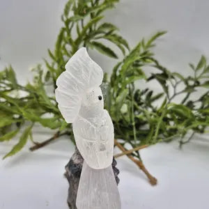 Quartz Hand Carved Bird on Raw Amethyst Cluster Base, Crystal Parrot Bird Figurine, Vintage Gemstone Bird