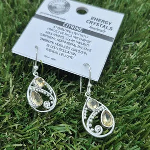 Faceted Citrine Silver Plated Earrings, Crystal Dangle and Drop Earrings for Women