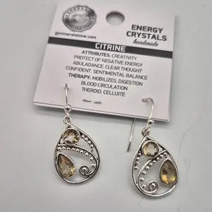 Faceted Citrine Silver Plated Earrings, Crystal Dangle and Drop Earrings for Women