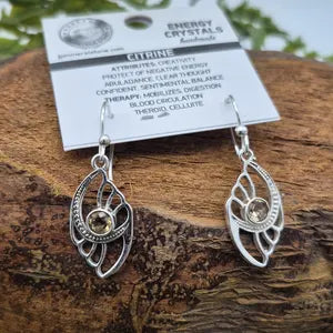 Faceted Citrine Silver Plated Boho Earrings, Yellow Crystal Earrings for Women