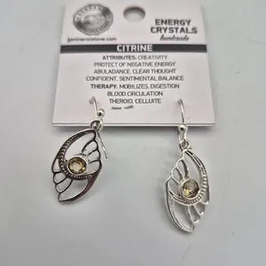 Faceted Citrine Silver Plated Boho Earrings, Yellow Crystal Earrings for Women