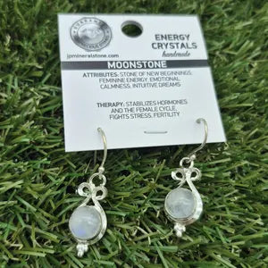 Rainbow Moonstone Silver Plated Earrings, Crystal Boho Earrings for Women