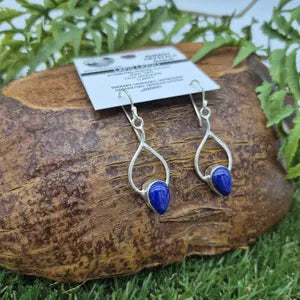 Lapis Lazuli Silver Plated Dangle and Drop Earrings, Blue Crystal Boho Earrings for Women