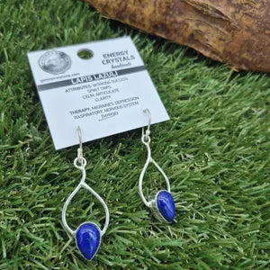Lapis Lazuli Silver Plated Dangle and Drop Earrings, Blue Crystal Boho Earrings for Women