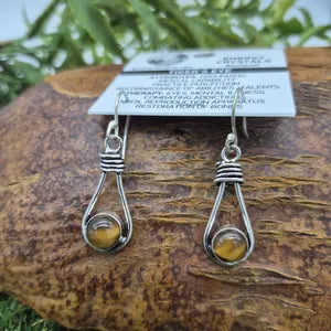 Tiger Eye Silver Plated Earrings, Crystal Boho Earrings for Women