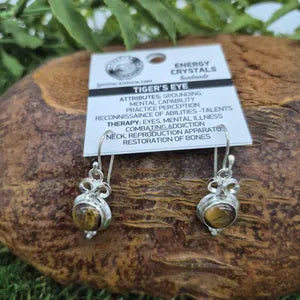 Tiger Eye Crystal Silver Plated Earrings, Brown Crystal Ethnic Earrings, Bohemian Earrings for Women