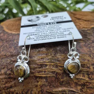 Tiger Eye Crystal Silver Plated Earrings, Brown Crystal Ethnic Earrings, Bohemian Earrings for Women