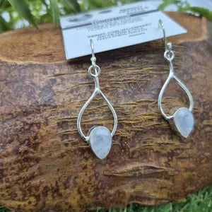 Moonstone Silver Plated Earrings, Crystal Bohemian Earrings for Women