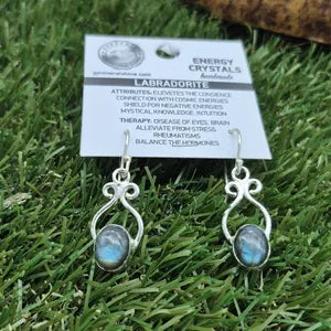 Labradorite Crystal Silver Plated Boho Earrings for Women – Handmade Bohemian Jewelry
