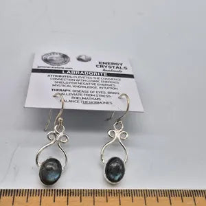 Labradorite Crystal Silver Plated Boho Earrings for Women – Handmade Bohemian Jewelry