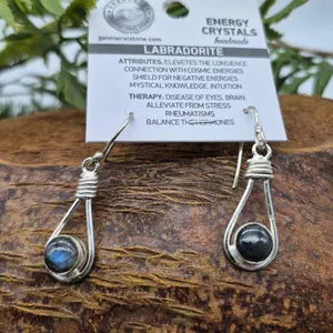 Labradorite Crystal Silver Plated Boho Earrings for Women – Handmade Bohemian Jewelry