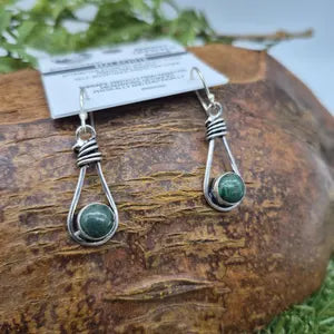 Malachite Silver Plated Vintage Earrings for Women