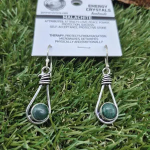 Malachite Silver Plated Vintage Earrings for Women