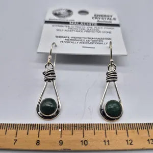 Malachite Silver Plated Vintage Earrings for Women