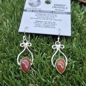 Carnelian Crystal Silver Plated Dangle Earrings